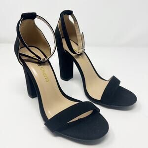 Heels Charm Faux Suede Black Heel Sandals Size 6.5